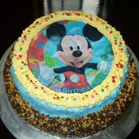 Birthday Cake For Conrad Yip Chocolate sponge cake , cover with whipped cream & top with edible image icing.