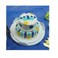 Crown Stacked Cake Made for my son's 1st birthday. White cake covered in fondant with fondant accents. Thanks to member Sarahbisher for the inspiration...