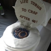 Toilet Cake Toilet cake for a 40th birthday. Entire toilet is cake covered in fondant (except for lid). Lid is cardboard covered in fondant. '...
