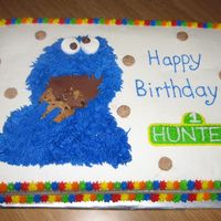 Cookie Monster White cake w/ white buttercream.