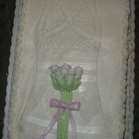 Bridal Shower Thanks to HunBun for the great idea! 9"x13" covered in BC with cut out fondant dress. Fondant bouquet. Everything sprayed in...