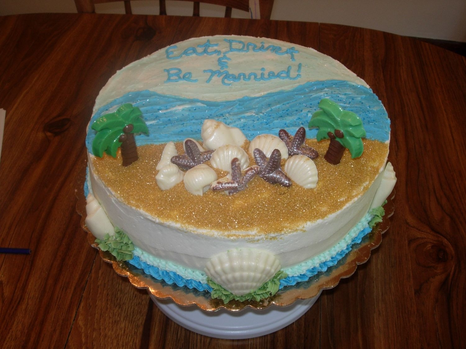 Bridal Shower Cake This cake was made for someone my sister works with. She was getting married on some island so my sister and her co-workers wanted a beach...