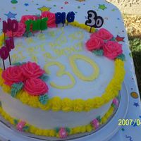 30Th Birthday Cake 30TH BIRTHDAY CAKEYELLOW CAKE WITH BUTTERCREAM ICING AND FLOWERS