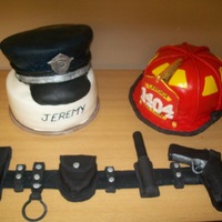 Police Hat And Fire Helmet I used the instruction on CC for making the helmet and I carved the police hat out of a 10" round and an 8" round. Both are...