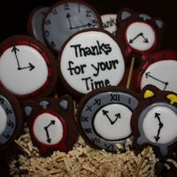 Thanks For Your Time Rolled chocolate cookies and royal icing. Cookies were all cut by hand.
