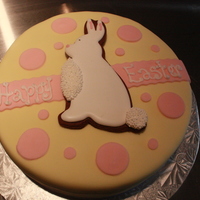 Easter Cake A last minute Easter Cake, covered in fondant. Bunny is a chocolate cookie decorated with royal icing. TFL