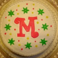 "m" On Pink And Green Birthday Cake 
