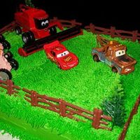 Cars Tractor Tippin' Scene Cake This cake recreates the scene off the Disney Movie Cars where Tow Mater and Lightning McQueen go "Tractor Tippin". My son...