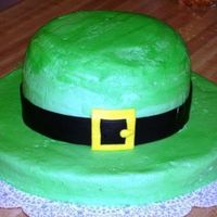 Leprechaun Hat The base is a 12" round pan, and the dome on top was baked in a glass bowl. All buttercream except for the black band & buckle....