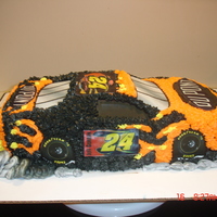 Tony Stewart Racecar molded cake pan, buttercream, edible image for windows.