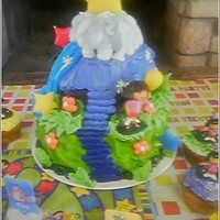 Dora The Explorer lots and lots of buttercream, cupcakes, 6' and 8" base.