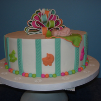 Melissa's Baby Shower This cake was made using the shower invitation and nursery for inspiration. Iced in buttercream using Sugarshack's method. This was my...
