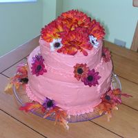 Fall Birthday Cake I made this for a fall birthday and did not have much time so I used silk flowers and tried to ge color the icing to go along with the...