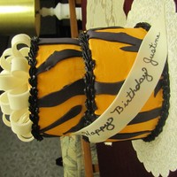 Orange Zebra stacked cake fondant zebra stripes