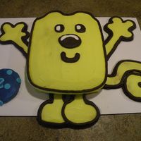Wow Wow Wubbzy I made this for my daughters 2nd birthday. It was a big hit. Arms, legs, tail, and ball are sugar cookie. I used buttercream icing.