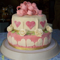 Simple Wedding Cake Covering and decorations all MMF, since there's no commercial fondant to be found in the whole of Mongolia. My first roses. :)