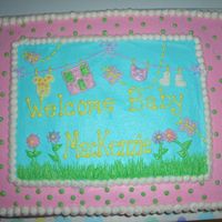 Another Baby Shower Cake Another clothesline cake for my daughter's PE teacher. 11x15 all buttercream yellow inside