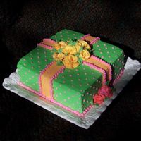 Today's Practice Cake Wanted to try the square corner method in the tutorial - not as easy as it looks! Lemon cake, lemon curd filling. The colors remind me of...
