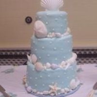 3 Tiered Round Beach Themed Though this was for a shower it was basically a wedding cake. double layer each tier with bc base covered in fondant. I purchased natural...