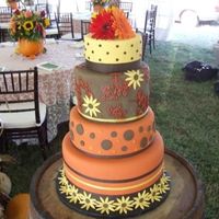 Fall Harvest Themed Wedding Cake THis cake was inspired by a fellow cc'r done in hot pink, aqua and black. During my consult my clients saw it and loved it and wanted...