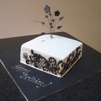 Black & White Lace First attempt at a monochrome cake... decided on lace work of sorts...