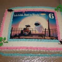 Wall-E edible image. roach and 'tree' is gumpaste. The kids loved it.