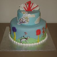 Dr. Seuss Cake Dr. Seuss themed cake for my nephew's first birthday. Topper, trees and cakes all done in fondant. Images are laminated as my sister...