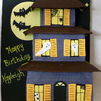 Haunted House Not a 3-D cake but more of a 2 1/2-D! LOL! It is 3-2-1 layers of cake, with the "first floor" being 3 layers, 2nd floor 2 layers...