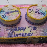 Double Hannah Montana Cake A double birthday party and the girls love Hannah Montana.