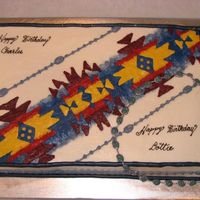 Southwest Design & Turquoise Necklace Yellow cake, bc frosting & FBCT transfer. Turquoise "necklace" done w/ BC frosting.