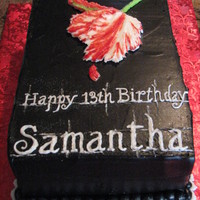 Book Cover Copy Birthday Girl loves the Twilight series so I did this for her 13th Bday. Rich chocolate cake and choc icing dyed black. The tulip started...