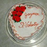 Valentine's Heart Cake White french vanilla cake, BC, BC roses and red gel for decorations. I had fun with this cake but made lots of mistakes at 2 am. Looking...