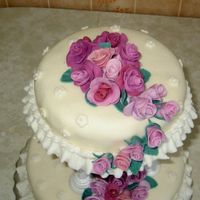 Top View Of Roses Here is just a top view of my two tier wedding cake. Thanks for looking.