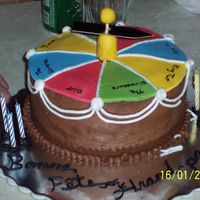 Dad's Spinner 60Th Birthday Cake Double chocolate, chocolate ganache, chocolate BC. Fondant top, shooter tube for spinner support. This was such a fun cake to do, and my...