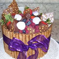 Chocolate.jpg Chocolate Cake with white chocolate cream filling and butter cream icing and Ganache on top.