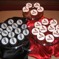 St. Louis Cardinals & Chicago White Sox Grooms' Cupcakes Edible images used to create baseball team cupcakes for grooms cake.