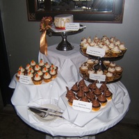 Dessert Buffet Cupcakes to compliment wedding cake at wedding reception brunch.