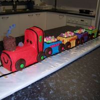 Front View Of Logan's Train Cake Logan's cake from the front.