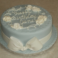 Blue With Bow Simple cake for a friend. I was pretty happy with it. She loved it. Mission accomplished.