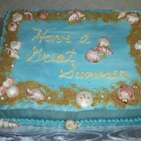 Cake For Teachers SMBC, white chocolate shells, graham cracker & brown sugar sand. I loved this cake!