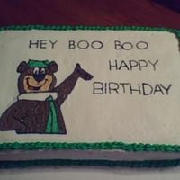 Yogi Bear This is my attempt at Yogi bear. Its a chocolate cake with buttercream icing. I haven't had any cake classes, so still trying to learn...
