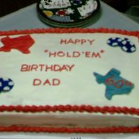 Texas Holdem Poker This is 1 of 2 cakes I did for my dad's 60th birthday. I did this cake 1st. This was a chocolate cake with buttercream icing. The...