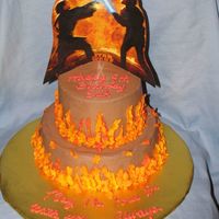 Star Wars 3 Cake For Erik _ChristyB_'s cake inspired this one! But I knew there was no way I could pull off a fondant Vader! ;) 9" on bottom is funfetti...