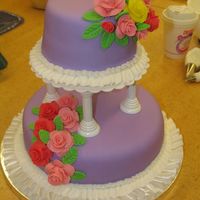 Course 3 Finale Cake Final cake for my Wilton Course 3. Top layer: French Vanilla cake w/ lemon fill, bottom: chocolate cake w/ cherry fill & butter cake w...