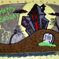 Happy Booday I made this cake for a friend's birthday. He just turned 27 and is a fan of horror-type films. My husband is the creator of the design...