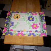 Thank You To Teacher Pineapple-Cherry Pound Cake iced with buttercream with MMF decorations. There was supposed to be a fondant butterfly in the "void"...