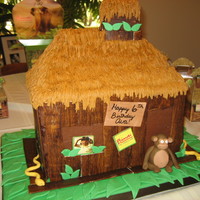Bindi's Jungle Treehouse Bindi the Jungle Girl's treetop house. Chocolate fudge cake filled with peanut butter buttercream and chopped peanut butter cups. RKT...