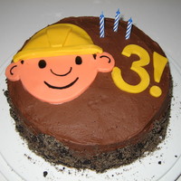 Bob The Builder Dirt Cake Quickie cake for my son on his actual bday (he got a firetruck for the party :) ). Chocolate fudge cake with choc. BC, oreos and brown...