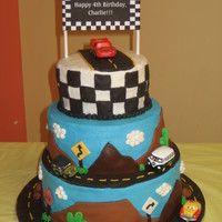 Lightning Mcqueen Inspired by lots of cool cakes here on CC. My first big tiered cake- special thanks to those who answered my questions along the way!...