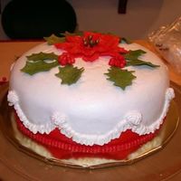 Holly And Poinsettia Christmas Cake I was experimenting a bit here with making new shapes. I really can't wait to learn gumpaste and get some better tools!